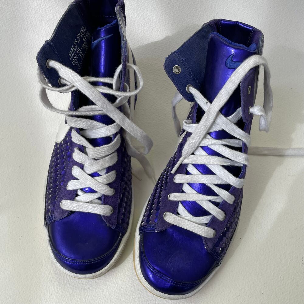 Vintage 2007 Nike Blazer Purple Metallic Woven Hightop Women's 7 - Picture 4 of 8